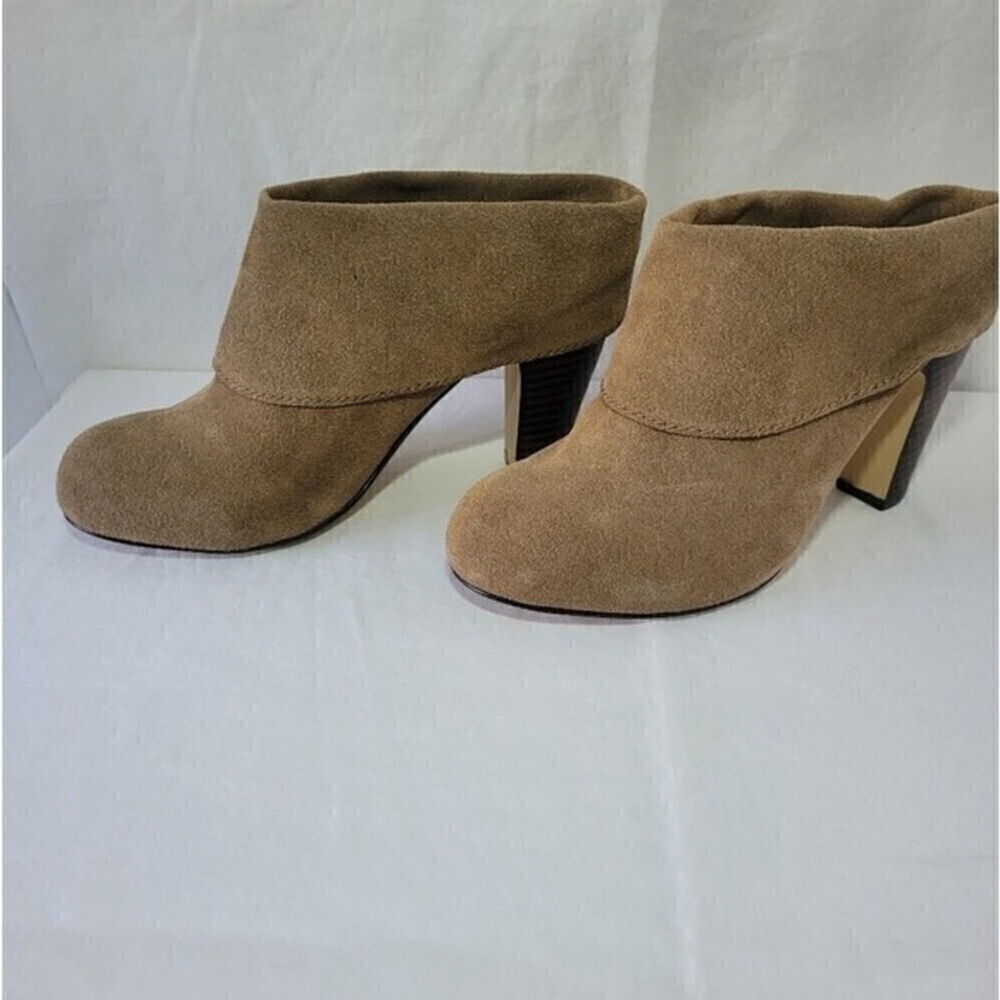 Steve Madden Womens P-Jan Suede Leather Fold Over Clog Mule Bootie 8.5M Taupe - Picture 2 of 7
